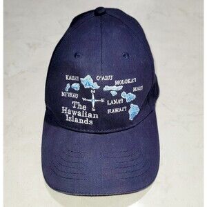 Hawaiian Islands By Surfware Hat Cap Hook Loop One Size Embroidered VTG Y2K EUC